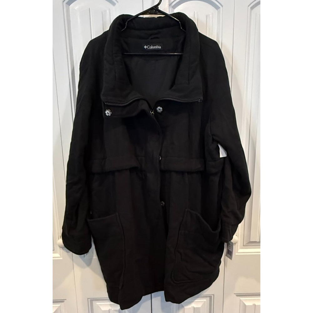 Columbia Women's 3XL Black Cotton Utility Coat Jacket Long Snap Zip Pockets